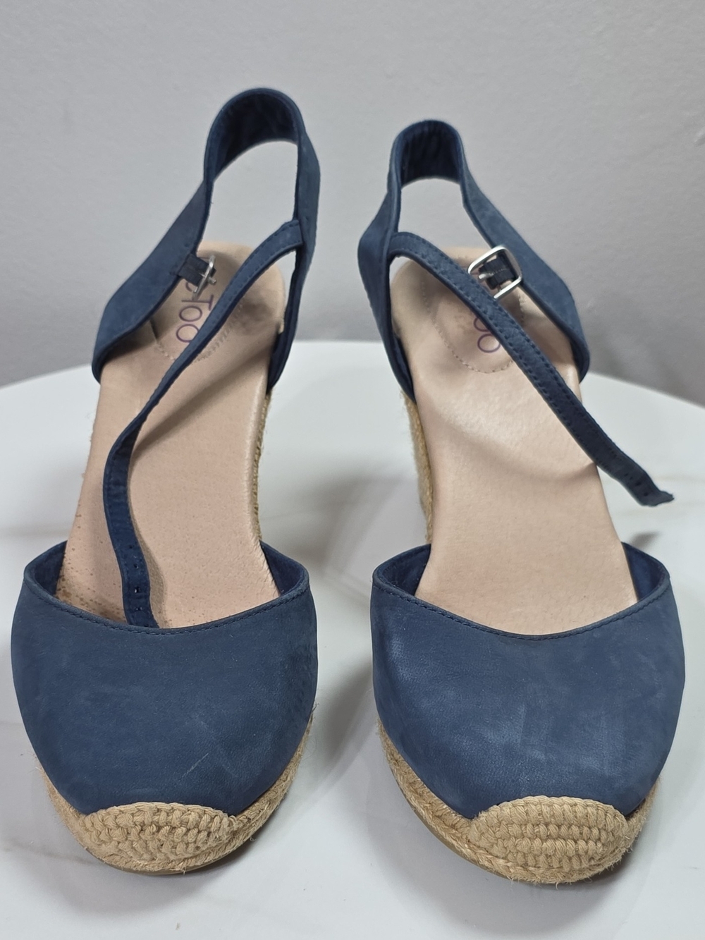 Women's Navy Espadrille Wedge Slingback Sandals